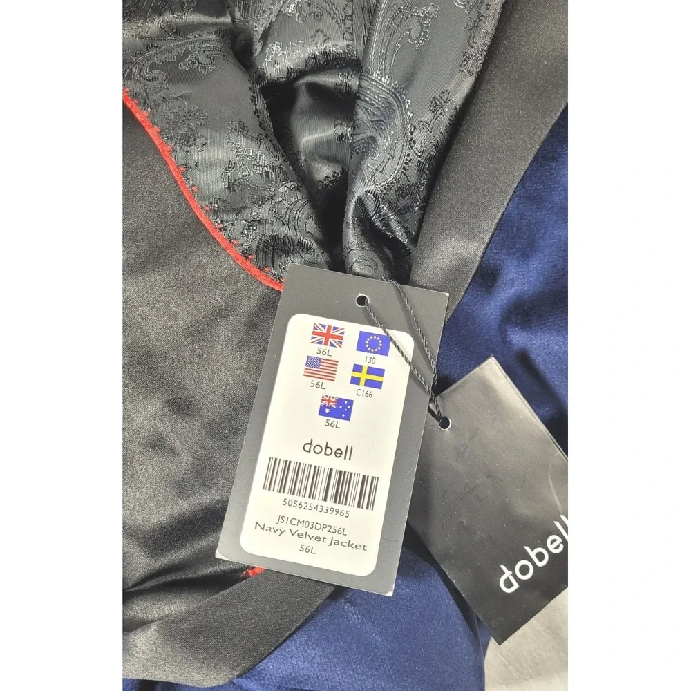 Dobell Men's Navy Blue Velvet Tuxedo Style Dinner Jacket - Size 56L - $200